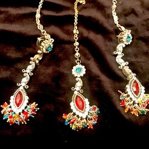Indian Pakistani Jewellery - earrings and tikka. Brand new. Never worn